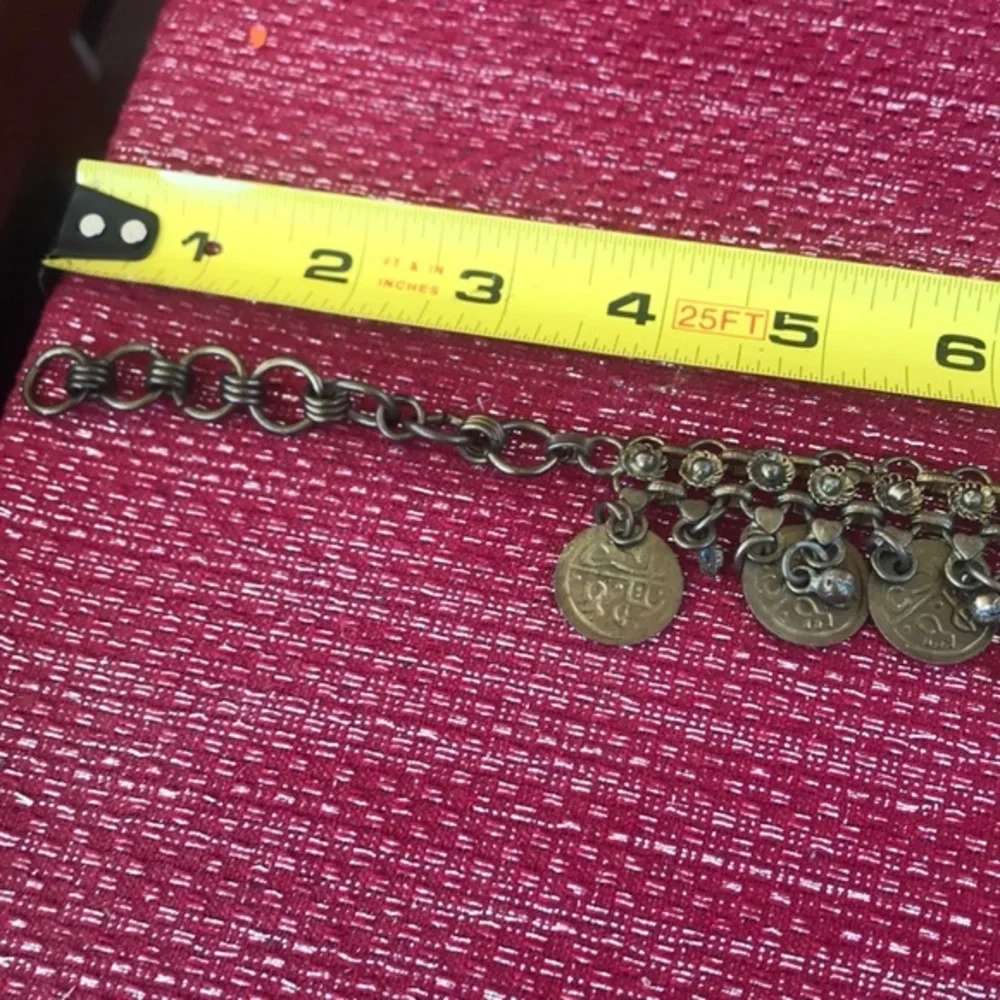 Boho Tribal Coin Chain Belly Dance Hip Belt Antiqued Gold 37”